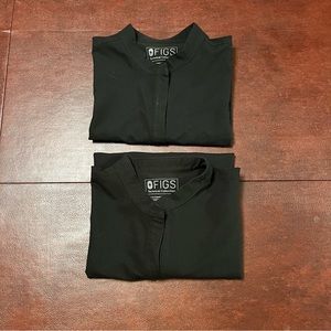 Bundle of 2 FIGS Black Rafaela Oversized Scrub Tops Size Large